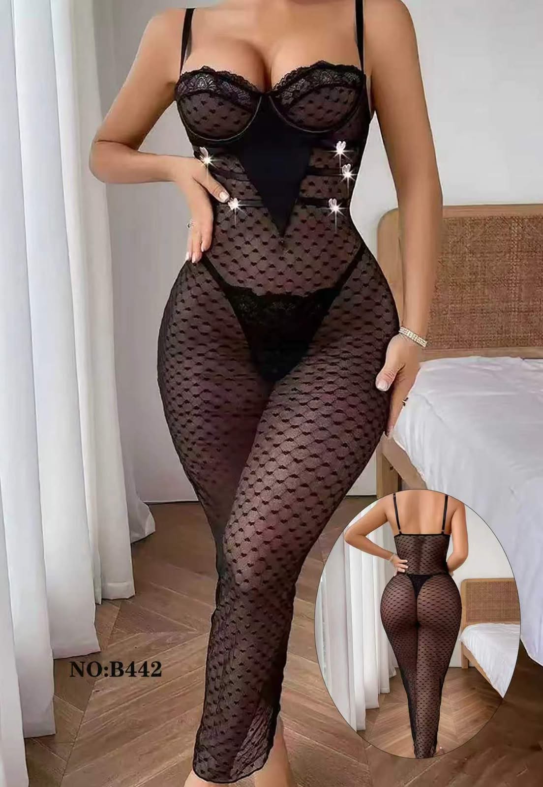 Ivory Charm Sheer Lace Nighty Set