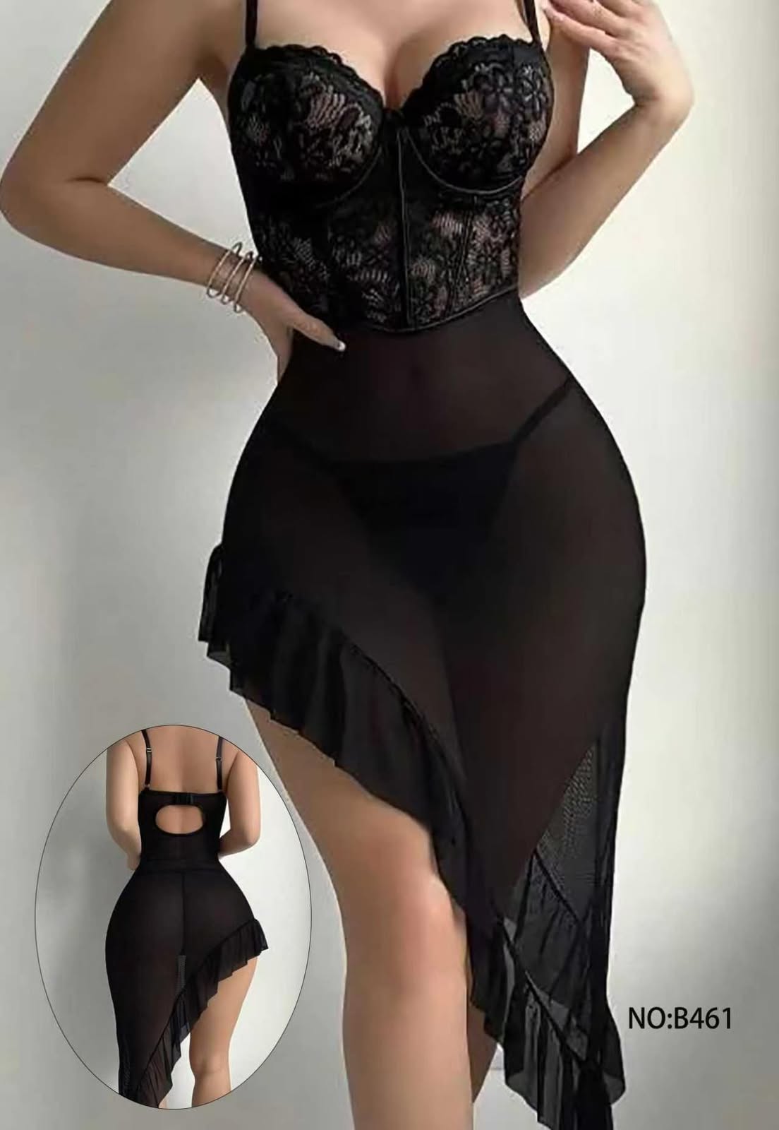 “Scarlet Lace Seduction Nighty Set – Premium Net & Lace Lingerie”