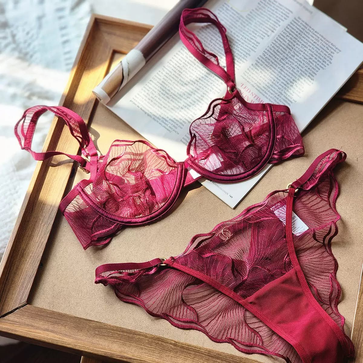 Rose Desire Lace Lingerie Set