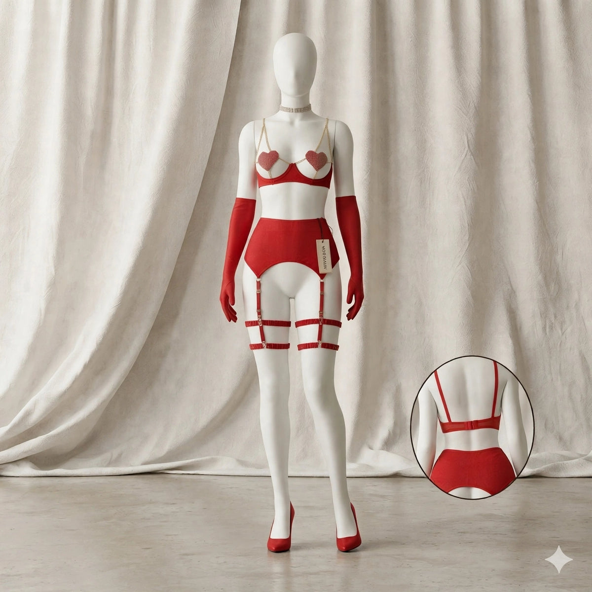 Scarlet Heart Garter Lingerie Set